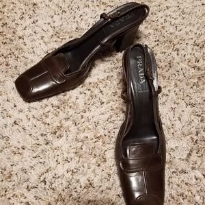Prada - Leather Slingback Sandals